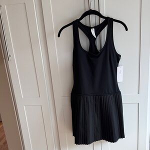 Yogalicious Black Racerback Pleated Tennis Dress
